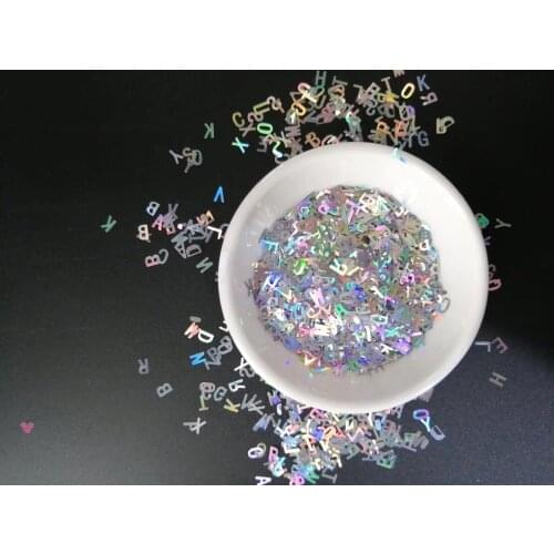 Laser Nail Art Glitter Sequins Alphabet Letter Design ABC Shiny Tips For Nail Decoration DIY Tools Color Customizable