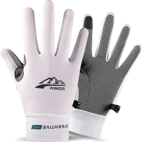 Summer Ice Silk Outdoor Riding Fishing Sunscreen Gloves for Men Women Sports Anti-Ultraviolet Two-Finger Touch Screen Driving