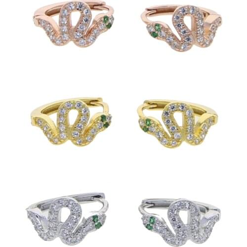 Gold Color Small Snake Huggie Hoop Earring For Women Classic Trendy Jewelry Cute Lovely Minimal Snake Animal Simple Earring