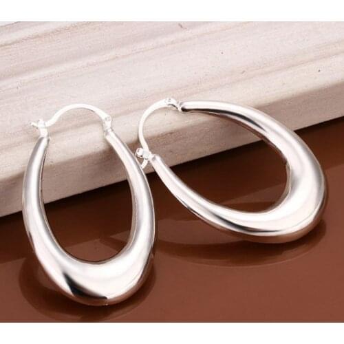 Fashion jewelry Earring For Women, Plated Earrings Hollow U Earrings E115 /EAFFZZTC ZGNUWYPS silver color
