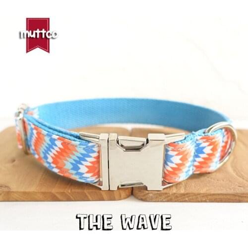MUTTCO retailing self-design high quality personalized collar THE WAVE adjustable dog collars leash with bow tie 5 sizes UDC064