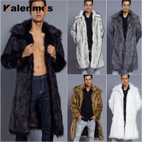 Jacket Men Plus Size Autumn Winter Long New High-grade Gentleman Comfortable Male Outwear Fashion Faux Mink Fur Thick Warm Coat