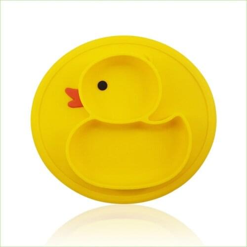 Baby Silicone Little Duck Plate Set Self-Feeding Antislip Saucer Suction Childrens Tableware Silicone Dish Feeding Accessories