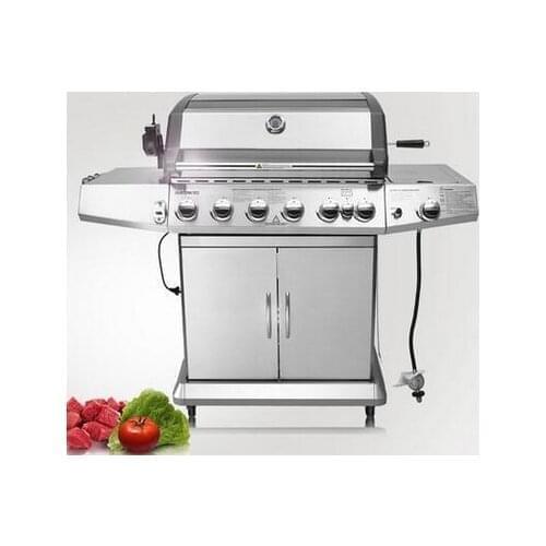 SUS304 outdoor gas bbq grill with cover,motor,skewer,pizza plate,charcoal tray