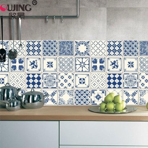 3D European Style Tiles Wall Sticker 20*100cm*1pcs Kitchen Bathroom Tile Waist Line Wallpaper PVC Floor Self-adhesive Art Mural