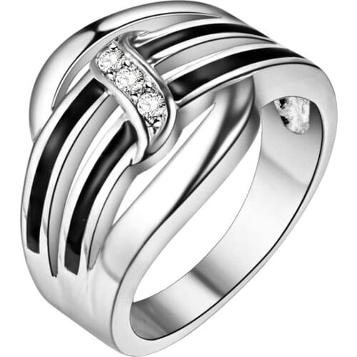 Hot new Silver color finger ring with zircon Size 6 # 7 # 8 # 9 # Fashion Jewelry pretty cute style for woman good quality R178