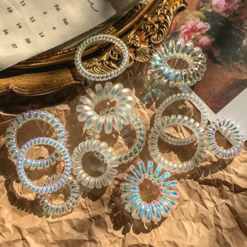 New Women Bright Shining Colorful Telephone Rubber Band Elastic Hairbands Spiral Headwear Accessories Telephone Wire Hair Ties