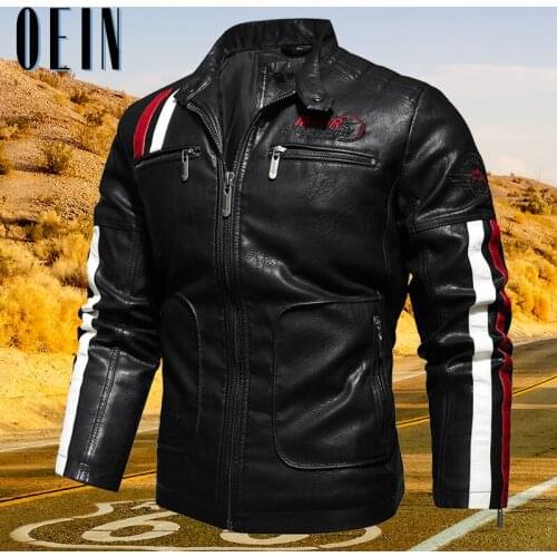 OEIN Leather Jacket Men Brand Casual Mens Leather Jackets 2021 Autumn Winter Motorcycle PU Leather Male Outwear jaqueta de couro