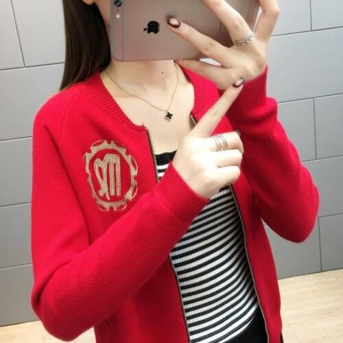 Fall 2020 new letter cardigan coat womens long sleeve loose large sweater bomber