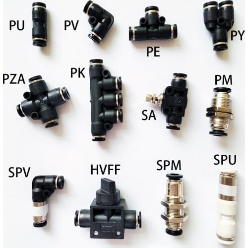Pneumatic Fittings Butt Joint 4/6/8/10/12/14/16mm Compressor Accessories Air Quick Pipe and Connectors Tube Connect Hose Parts