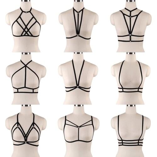 Harajuku Bondage Harness Lingerie 90s Fetish Wear Body Harness Bra Sexy Body Cage Bra Punk Underwear Nightclub Harajuku Costume