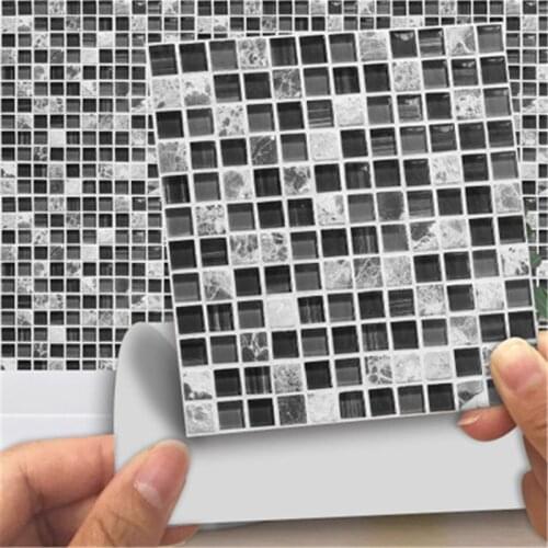 Self Adhesive Mosaic Tile Sticker,Kitchen Backsplash Bathroom Wall Tile Stickers Decor Waterproof Peel&Stick PVC Tiles