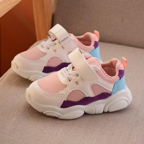 Spring Children Shoes Kids Soft Bottom Mesh Sport Sneakers Baby Girls Boys Breathable Contrast Color Mix And Match Toddler Shoes