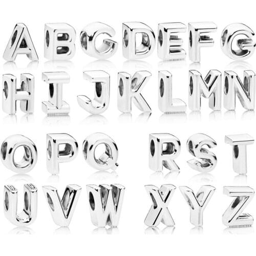 Free Shipping Authentic 925 Sterling Silver Letter Alphabet Charm Fit Original Bracelet For Women DIY Jewelry S925 Beads
