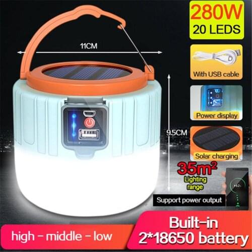 LED Camping Lantern Rechargeable Remote Control Solar Emergency Light