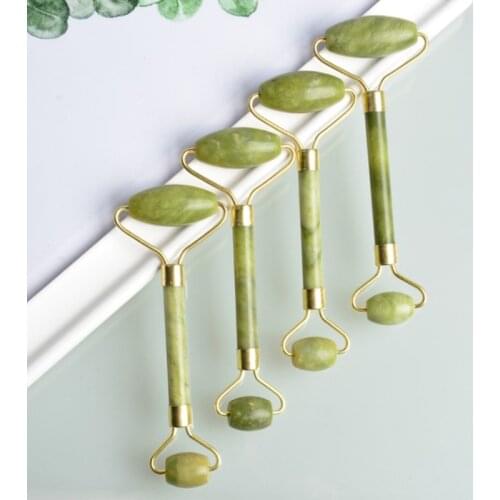 Jade Stone Facial Massage Roller For Face Natural Massager Green Thin Lift Beauty Slimming Tools Roller For Chin Neck Skin Care
