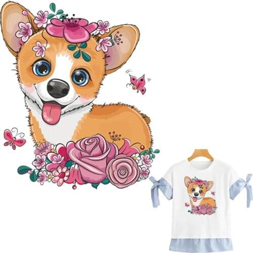 Little Fox Iron-On Transfers Flower Happy Fox Stickers Diy Thermal Transfer New Design Hot Tear T-Shirt Dresses Custom Patch