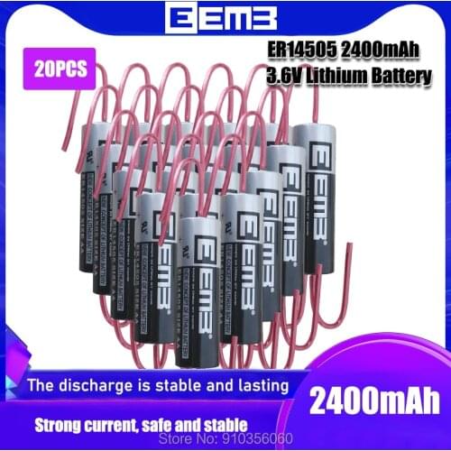 20pcs EEMB ER14505 3.6V ER14500 smart water meter with welding needle swiping card energy type lithium battery With solder pins
