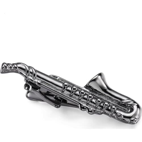 DY new high quality stainless steel music equipment gun black Sax tie clip / high-end business suit fashion man dress tie clip