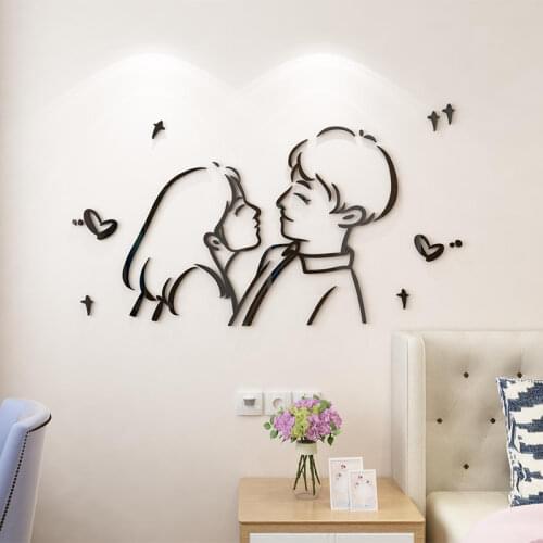 WS124 Warm couple room layout wall stickers 3d decorative background wall restaurant wall stickers bedroom bedside