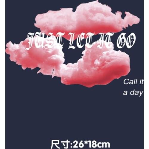 Pink cloud printing iron decorative stickers on womens T-shirt thermal underwear can be customized pattern heat transfer