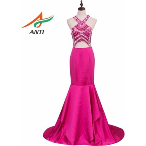 ANTI Best Selling 2019 Evening Dresses Elegant Fashion Beading Crystal Evening Dress Luxury Rhinestone Formal Women Dress