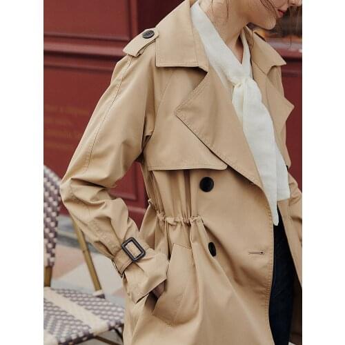 Khaki windbreaker womens 2021 new spring and autumn fashion thin small medium long high sense coat