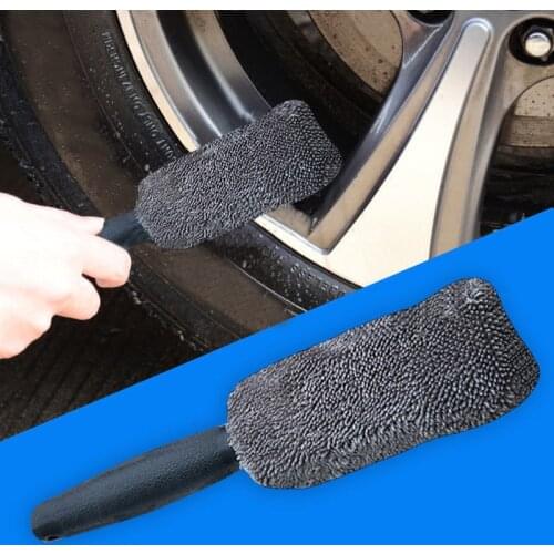 1PC Car Wheel Tire Brush Vehicle Mounted Mini Plastic Handle Microfiber Wheel Tire Tyre Rim Brush Washing Cleaner For Car