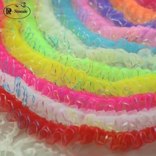 10M DIY Pleated Lace Trim for Curtains Bedspreads Pillowcases Clothes Lace Edge Gift Decoration Dolls Skirt 2.5cm RS2164