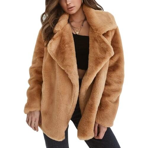 2021 Fashion Women Winter Fleece Casual Coat Soft Female Fur Jackets Turn Down Collar Warm Outwear Куртка Зимняя Женская