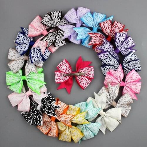 3Inch Print Boutique Grosgrain Ribbon Hair Bow White Polka Dots Hair Bows With Clip Girls Hair Accessories