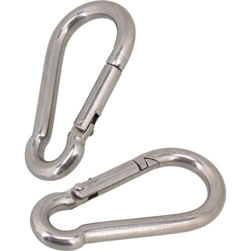 304 Stainless Steel Spring Snap Carabiner Quick Link Lock Ring Hook M8 x 80mm Pack of 2