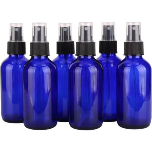 4pcs 120ml 4OZ Cobalt Blue Glass Spray Bottle w/ Black Fine Mist Sprayer essential oil bottles empty cosmetic containers