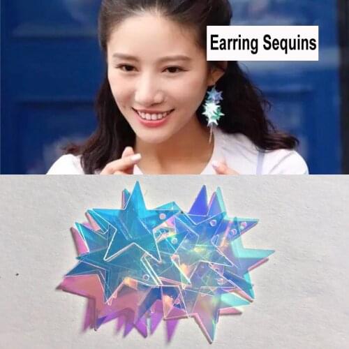 400pcs/lot PVC Sequins 28mm Star With 1 Side Hole Flat Paillette Garment Earring Accessories Transparent Shining AB Spangles