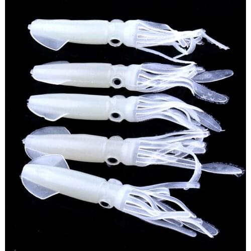 Htdob 5 Pcs Silicone Sea Fishing Lure Large Luminous Squid Soft Fish Baits Fake Lures Pesca Fishing Tackle Set