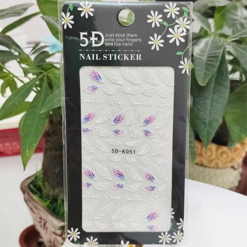 5D Stickers for Nails White Line Letter Wing Summer Nail Art Decorations Stereoscopic Sticker Accessories Anaglyph Effect Design