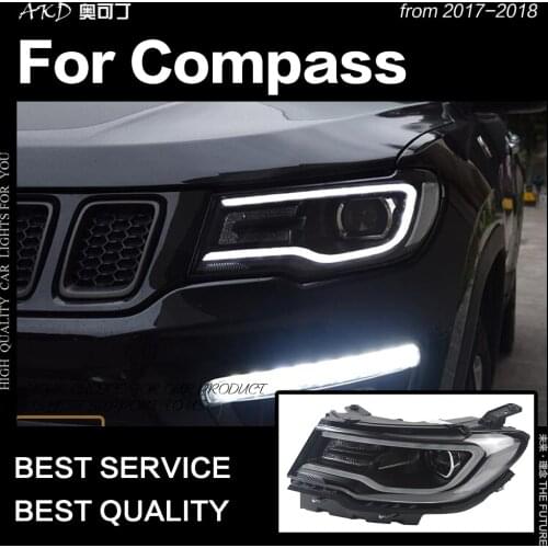 AKD Car Styling Head Lamp for Jeep Compass Headlights 2017-2018 New Compass LED Headlight LED DRL Hid Bi Xenon Auto Accessories