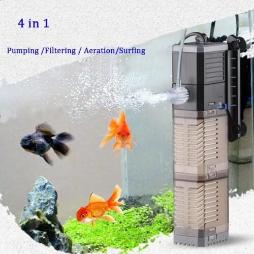 EU/AU/UK Aquarium Filter Pump 4 In 1 Fish Tank Submersible Pump CHJ502/CHJ602/CHJ902/CHJ1502 Quiet Aeration Internal Water Pump