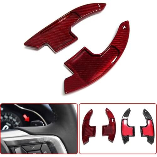 Car Steering Wheel Shifter Shift Paddle Extension Parts For Ford Mustang 2015 2016 2017 2018 2019 2020 Real Carbon Fiber