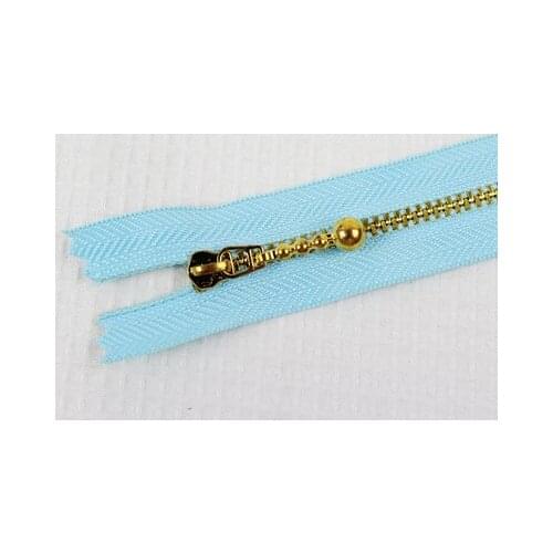 Free shipping 10pcs/lot 12cm blue 3# gold teeth zipper droplets zipper head copper zipper wallet zipper