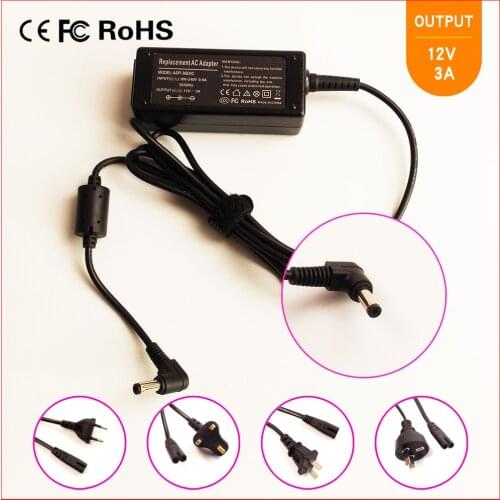 12V 3A Laptop Ac Power Adapter Charger for ASUS Eee PC 904HG 1000H 1000HA 1000HC 1000HD 1000HE 1000HG 1000HT 1000HV 1000XP