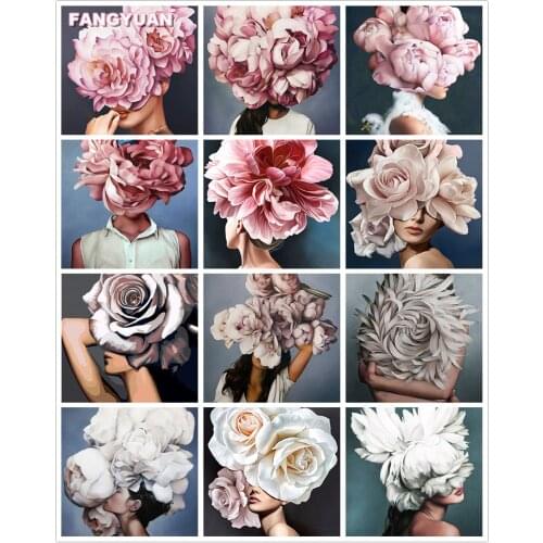 Diamond Embroidery Girl 5D Diamond Painting Flower Women Cross Stitch Kit Portrait Rhinestone Mosaic Full Layout Home Decoration