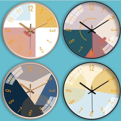 Creative fashion mute round clock pocket watch, living room modern color insertion simple atmosphere home quartz clock