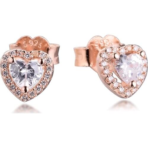 CKK Earrings Follow Your Heart Stud Earring for Women Sterling Silver 925 Jewelry Aretes Pendientes Kolczyki Earing Brincos