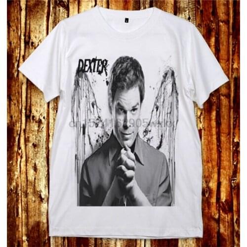 Dexter Angle Blood Wing Dexter Morgan Michael C. Hall U&VNack White Gray T-Shirt