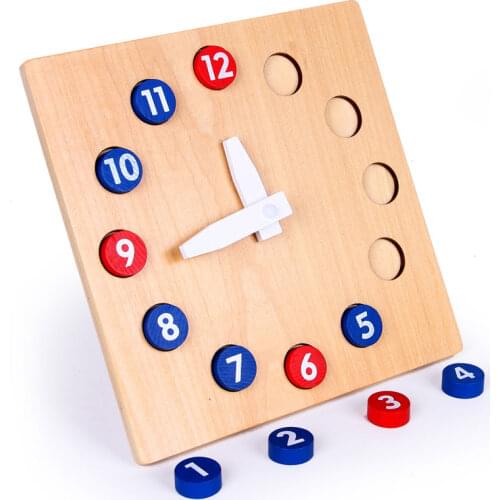 Montessori Wooden Teaching Time Number Block Puzzle Sorter Early Learning Educational Wooden Toy Children Math Toy J2444Y