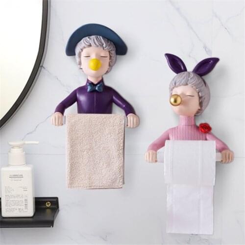 Creative Resin Bubble Girl Tissue Holder Style Sucker Wall Hanging Towel Rack Kitchen Roll Paper Tissue Box Toilet Roll Stand