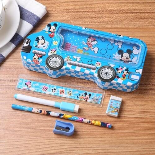 Disney Frozen Car Student Stationery Box Pencil Sharpener Eraser Set Childrens Learning Gifts Boys and Girls Pencil Case Prizes