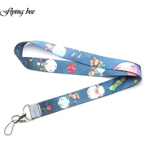 Flyingbee Prince boy Cartoon Cute Keychain Lanyard For Keys Phone ID Name Tag DIY Hang Rope Key Ring Gifts X0071