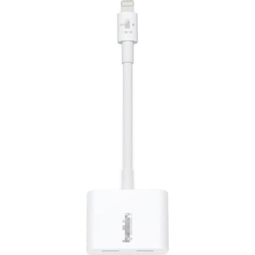 Used Belkin Lightning Audio + Charge Rockstar for iPhone F8J198btWHT charging and listening two-in-one adapter cable
